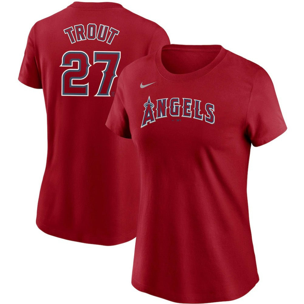 Red Mike Trout Los Angeles Angels Nike Women's Name & Number T-Shirt