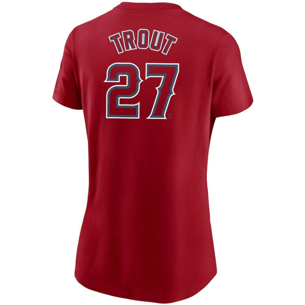 Red Mike Trout Los Angeles Angels Nike Women's Name & Number T-Shirt