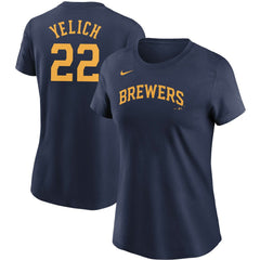Navy Christian Yelich Milwaukee Brewers Nike Women's Name & Number T-Shirt