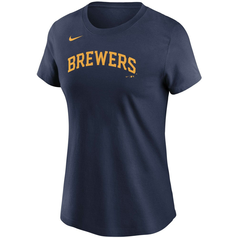 Navy Christian Yelich Milwaukee Brewers Nike Women's Name & Number T-Shirt