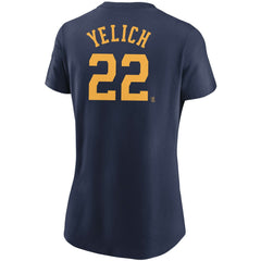 Navy Christian Yelich Milwaukee Brewers Nike Women's Name & Number T-Shirt