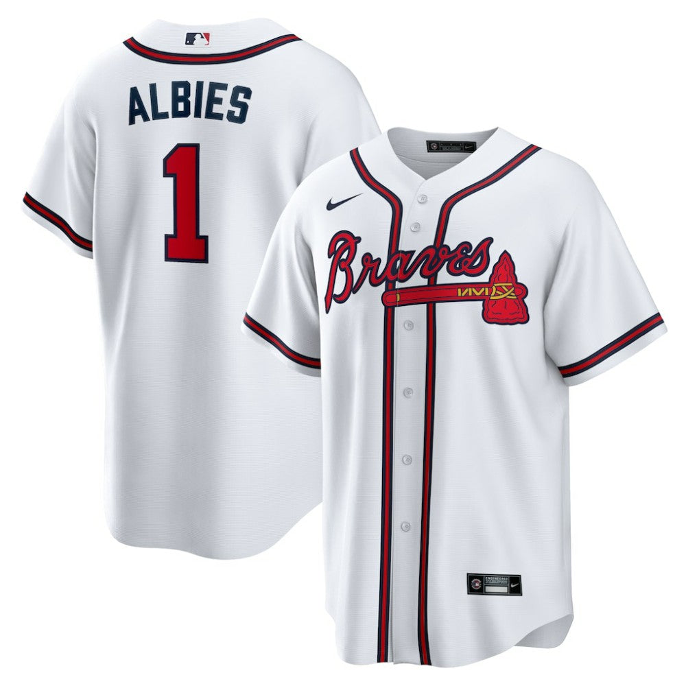 White Ozzie Albies Atlanta Braves Nike Home Replica Player Name Jersey
