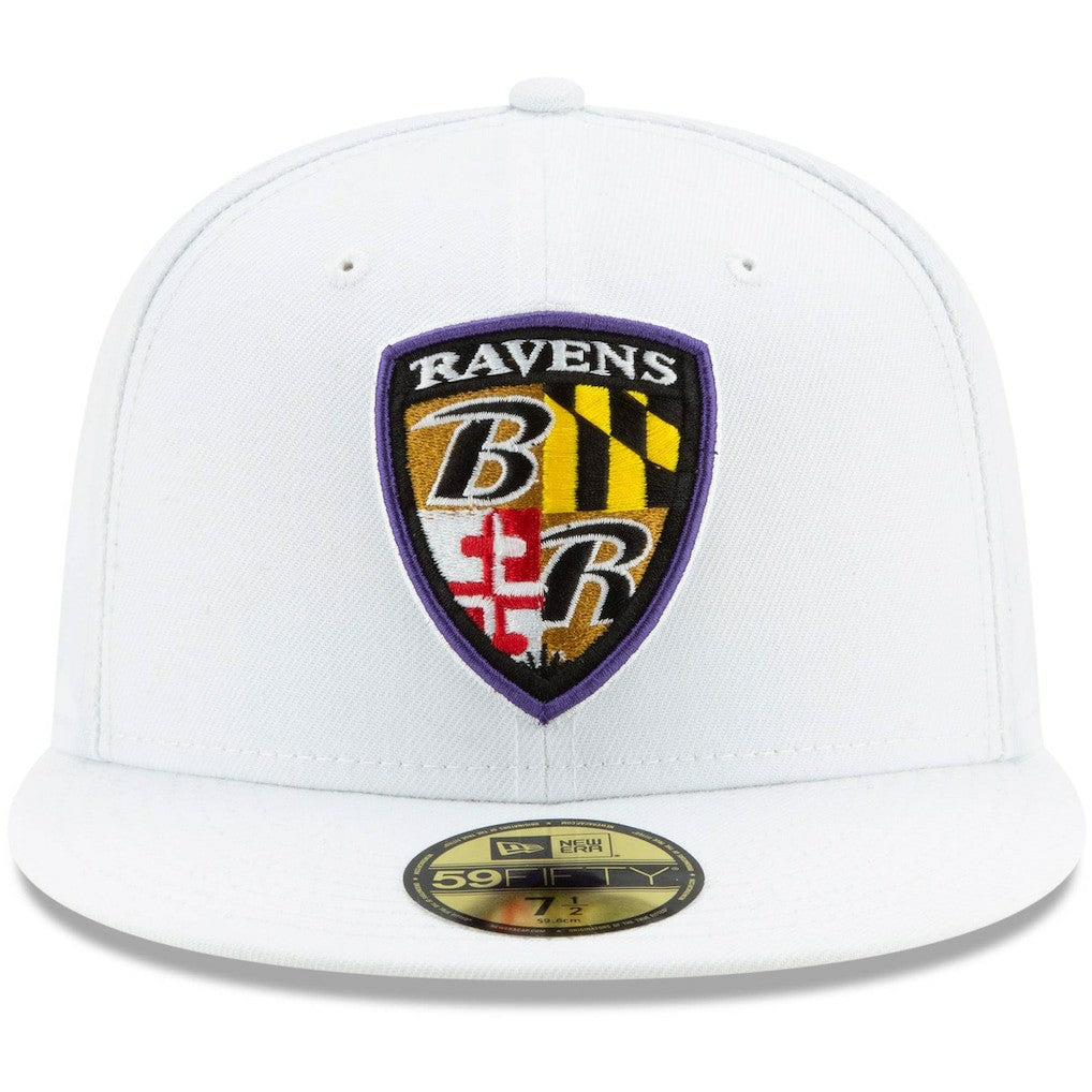 Shield Omaha 59FIFTY Fitted Hat - Baltimore Ravens Hats
