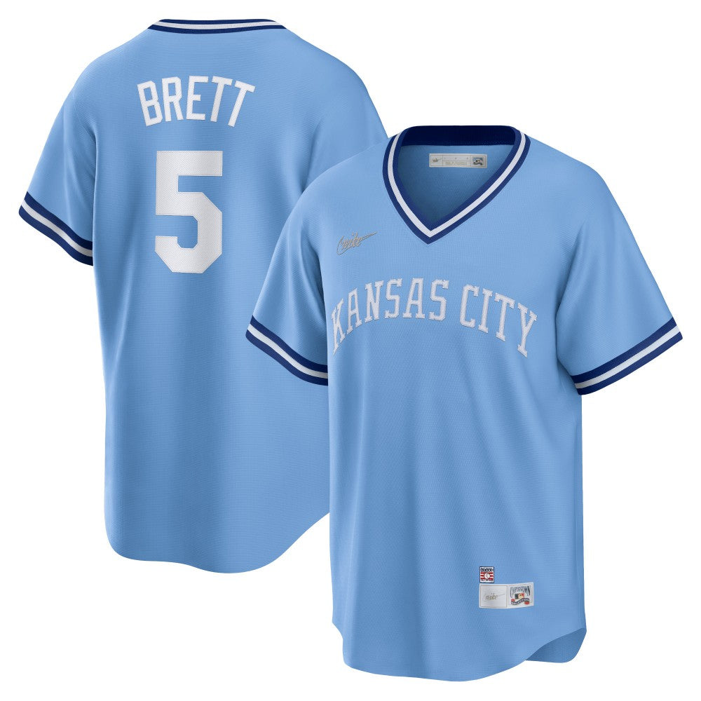 Light Blue George Brett Kansas City Royals Nike Road Cooperstown Collection Player Jersey
