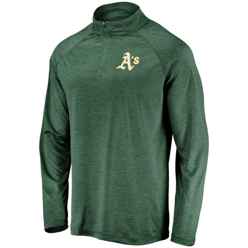 Green Athletics Fanatics Iconic Striated Primary Logo Raglan Quarter-Zip Pullover Jacket