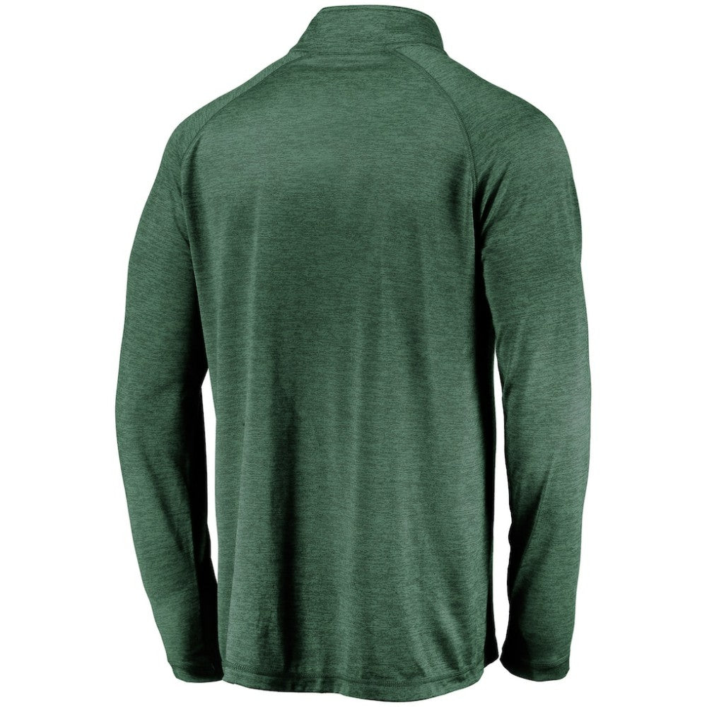 Green Athletics Fanatics Iconic Striated Primary Logo Raglan Quarter-Zip Pullover Jacket