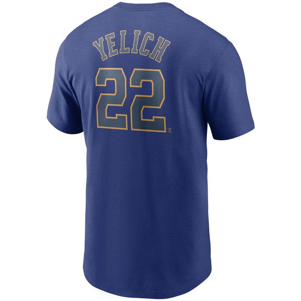 Royal Christian Yelich Milwaukee Brewers Nike Name & Number T-Shirt