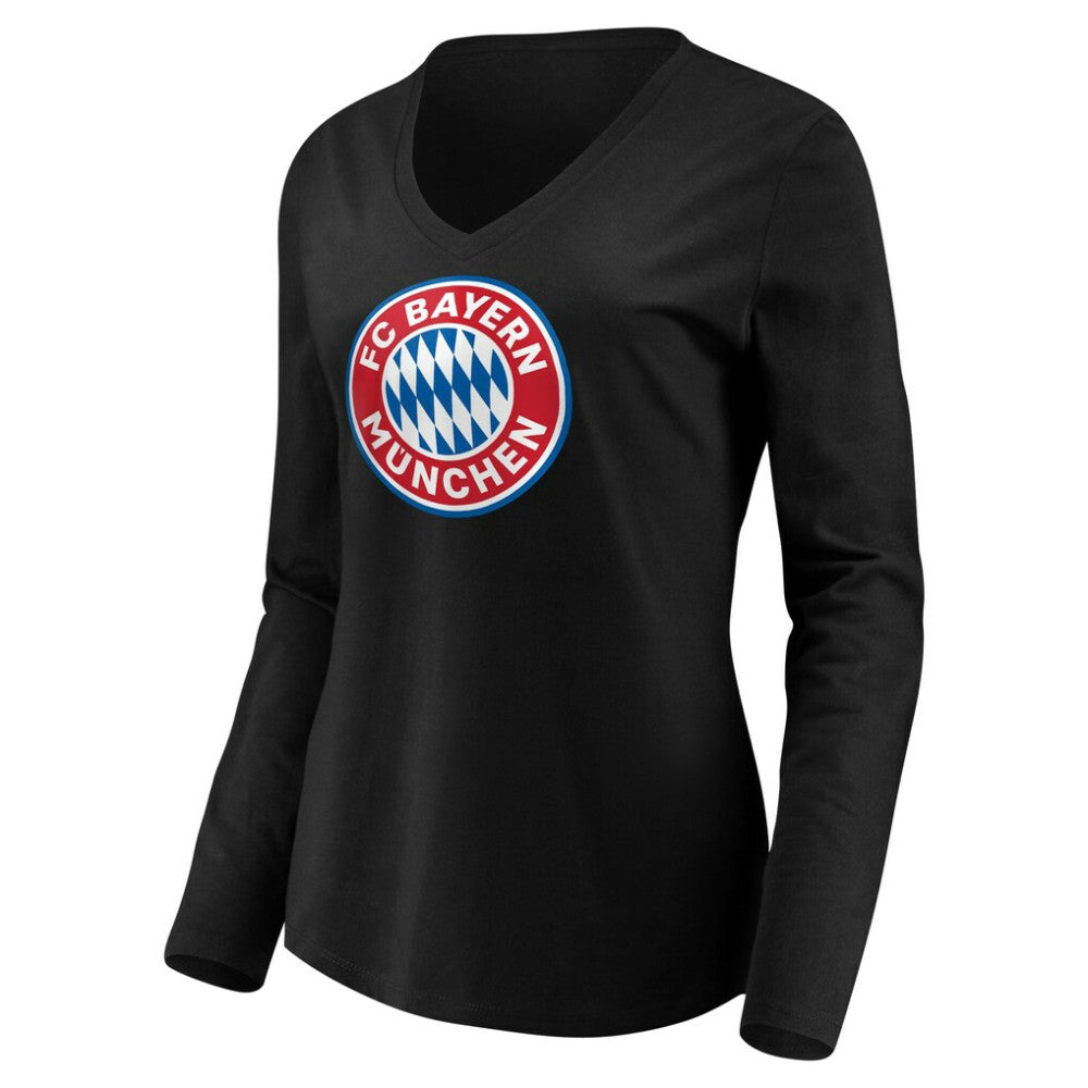 Bayern Munich Women's Logo Long Sleeve V-Neck T-Shirt