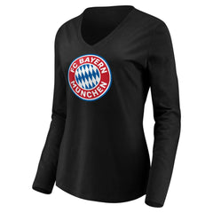 Bayern Munich Women's Logo Long Sleeve V-Neck T-Shirt