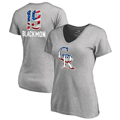 Heathered Gray Charlie Blackmon Colorado Rockies Women's Banner Wave Name & Number V-Neck T-Shirt