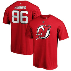 NHL Jack Hughes New Jersey Devils Fanatics Authentic Stack Player Name & Number T-Shirt