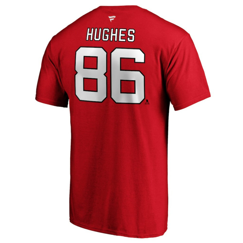 NHL Jack Hughes New Jersey Devils Fanatics Authentic Stack Player Name & Number T-Shirt