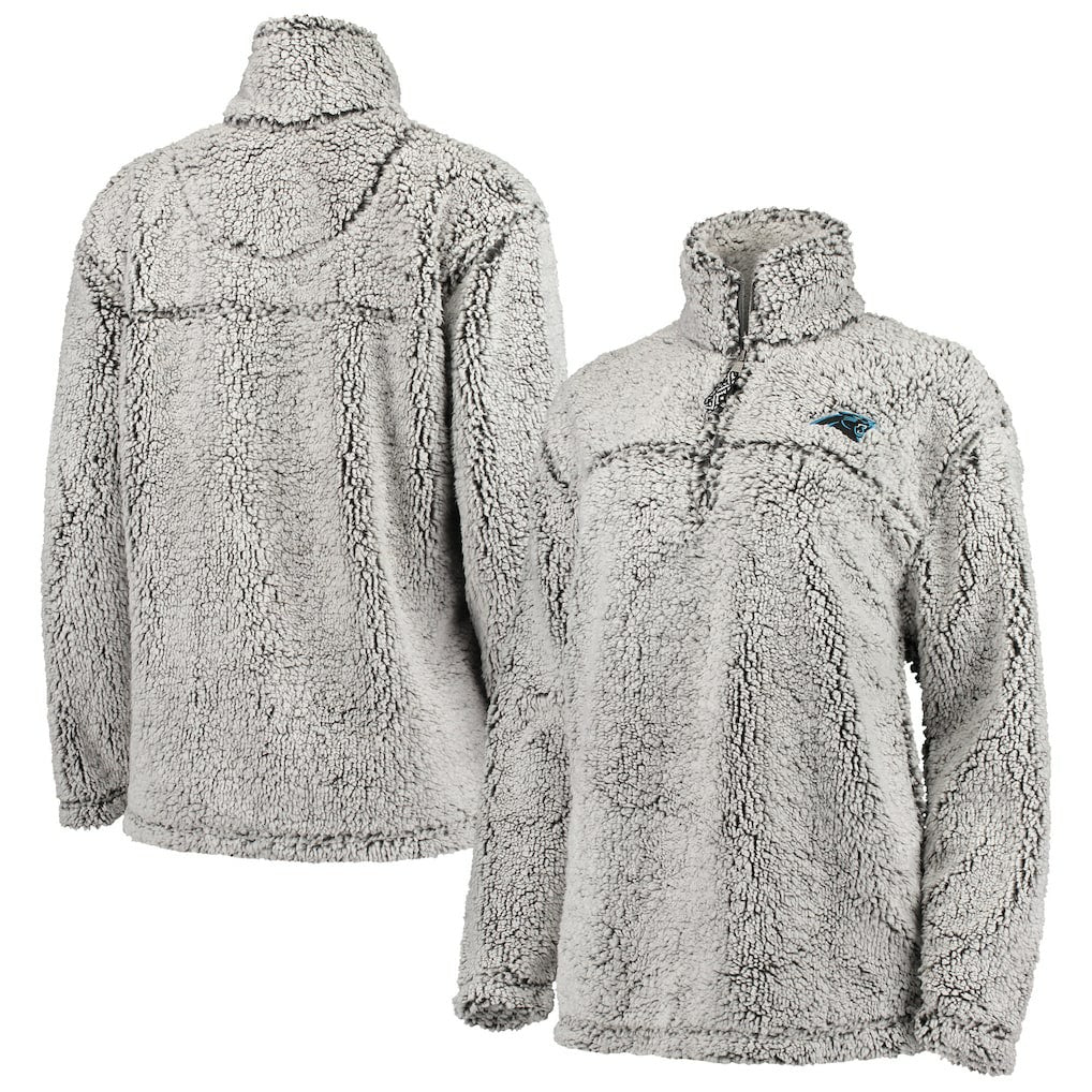 G-III 4Her by Carl Banks Women's Sherpa Quarter-Zip Pullover Jacket - Carolina Panthers Pullover
