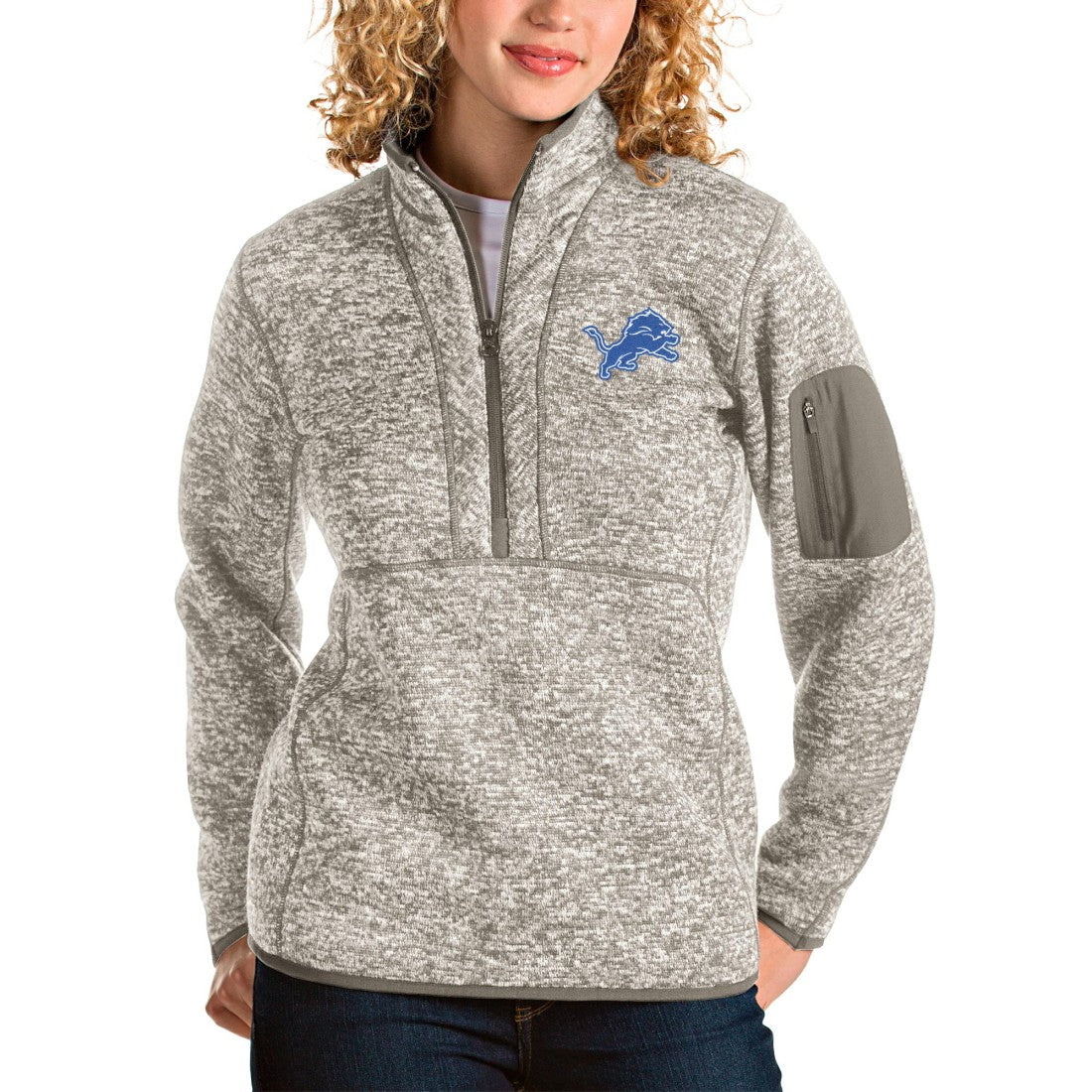 Antigua Women's Fortune Half-Zip Pullover Jacket - Detroit Lions Pullover