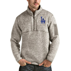 Oatmeal Los Angeles Dodgers Antigua Fortune Quarter-Zip Pullover Jacket