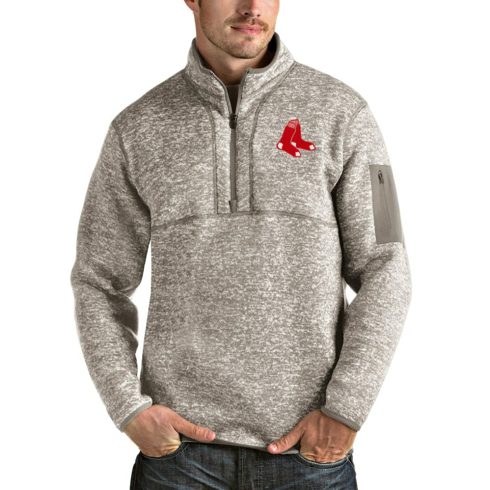 Oatmeal Boston Red Sox Antigua Fortune Quarter-Zip Pullover Jacket