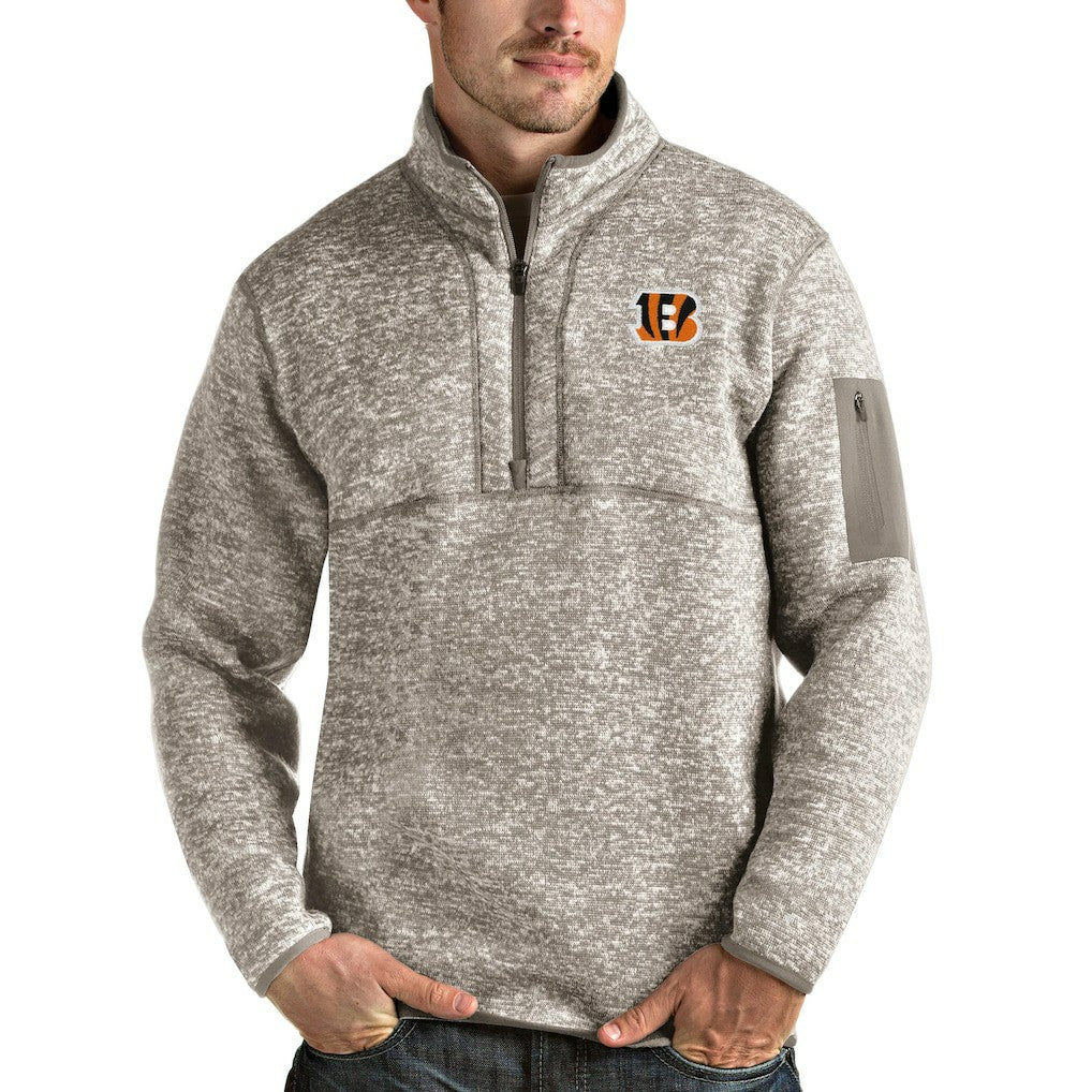Antigua Fortune Quarter-Zip Pullover Jacket - Cincinnati Bengals Pullover
