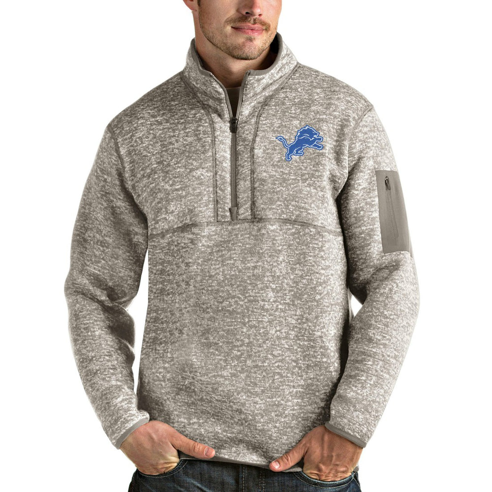 Antigua Fortune Quarter-Zip Pullover Jacket - Detroit Lions Pullover