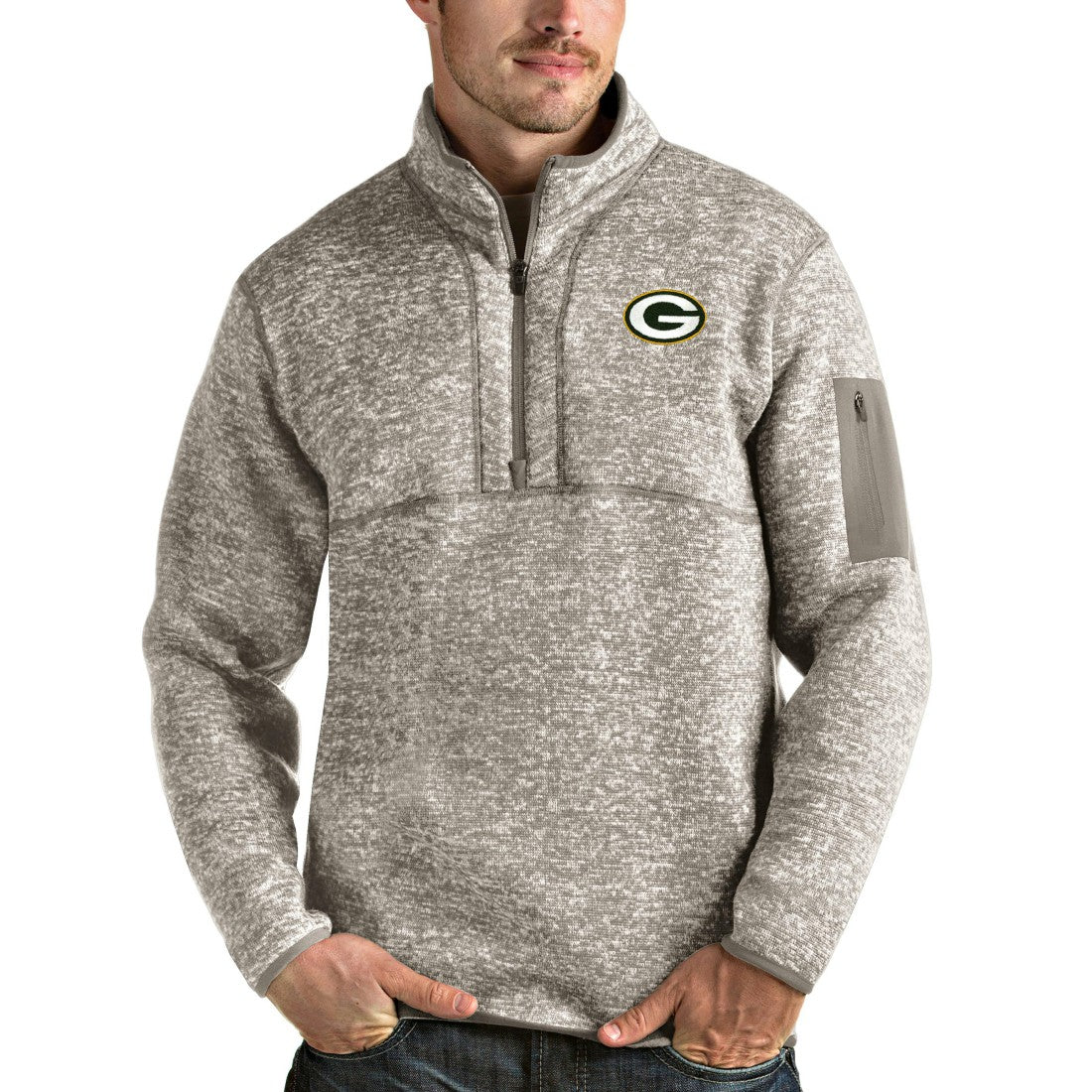 Antigua Fortune Quarter-Zip Pullover Jacket - Green Bay Packers Pullover