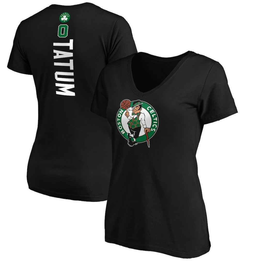 Jayson Tatum Boston Celtics Women's Playmaker Name & Number V-Neck T-Shirt