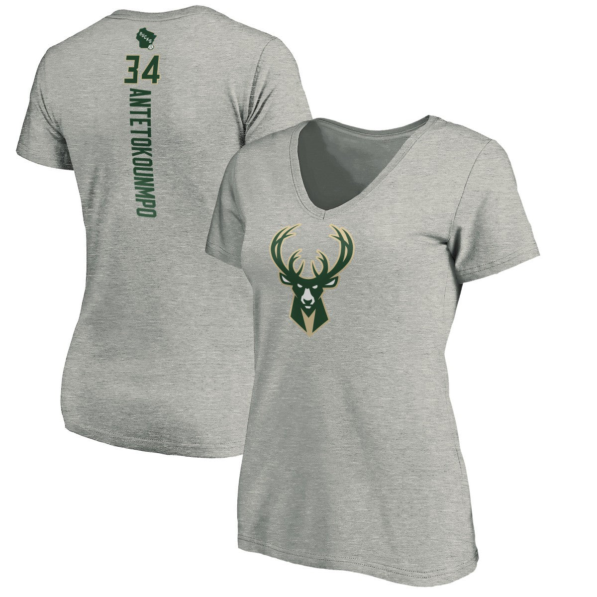 Giannis Antetokounmpo Milwaukee Bucks Women's Playmaker Name & Number V-Neck T-Shirt