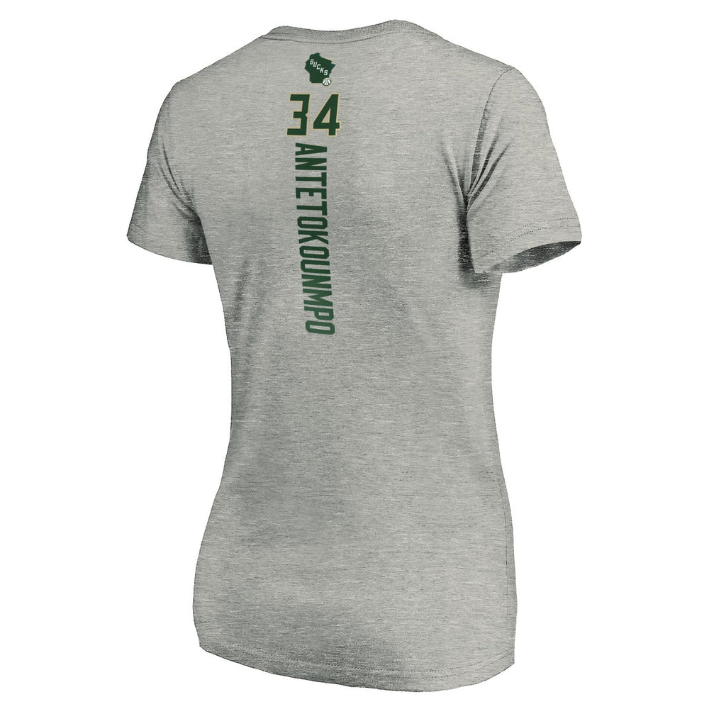 Giannis Antetokounmpo Milwaukee Bucks Women's Playmaker Name & Number V-Neck T-Shirt