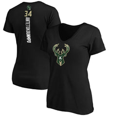 Giannis Antetokounmpo Milwaukee Bucks Women's Playmaker Name & Number V-Neck T-Shirt