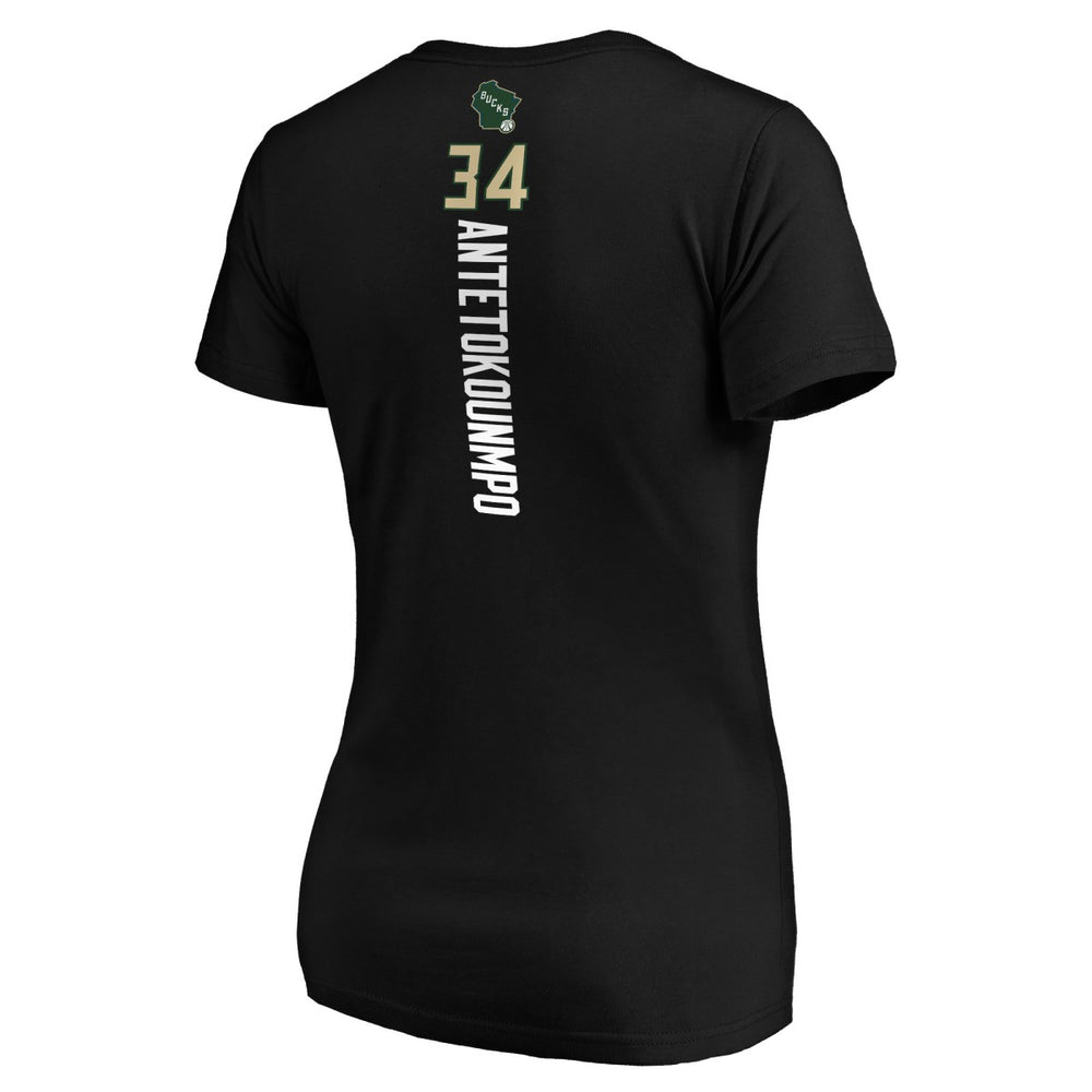 Giannis Antetokounmpo Milwaukee Bucks Women's Playmaker Name & Number V-Neck T-Shirt