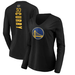 Stephen Curry Golden State Warriors Women's Playmaker Name & Number Long Sleeve V-Neck T-Shirt sale