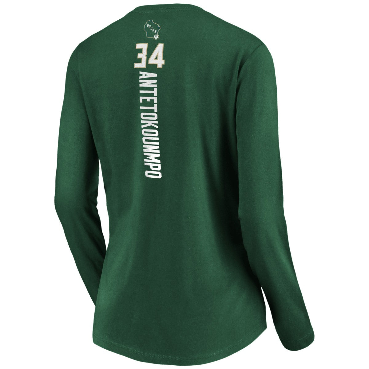 Giannis Antetokounmpo Milwaukee Bucks Women's Playmaker Name & Number Long Sleeve V-Neck T-Shirt