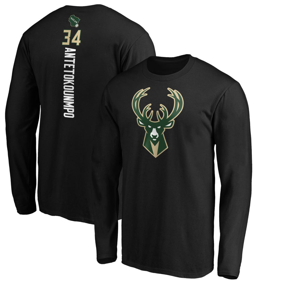 Giannis Antetokounmpo Milwaukee Bucks Playmaker Name & Number Long Sleeve T-Shirt