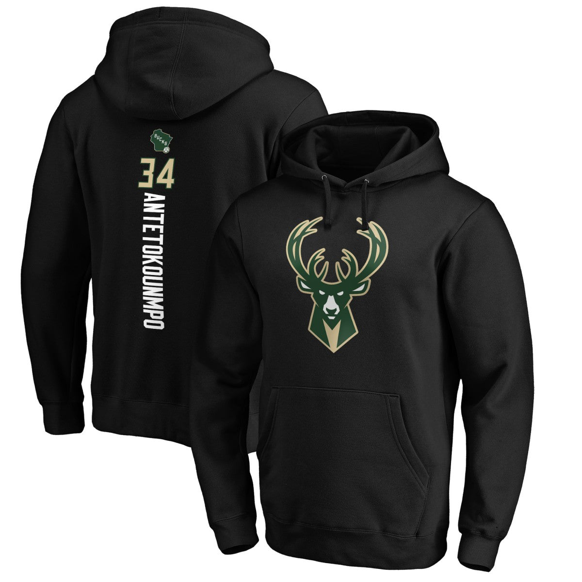 Giannis Antetokounmpo Milwaukee Bucks Playmaker Name & Number Pullover Hoodie