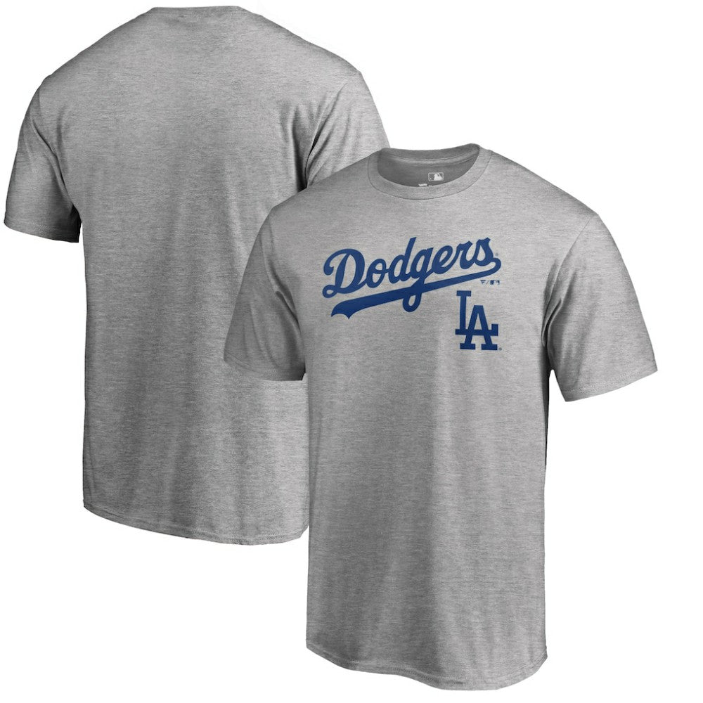 Heathered Gray Los Angeles Dodgers Team Lockup T-Shirt