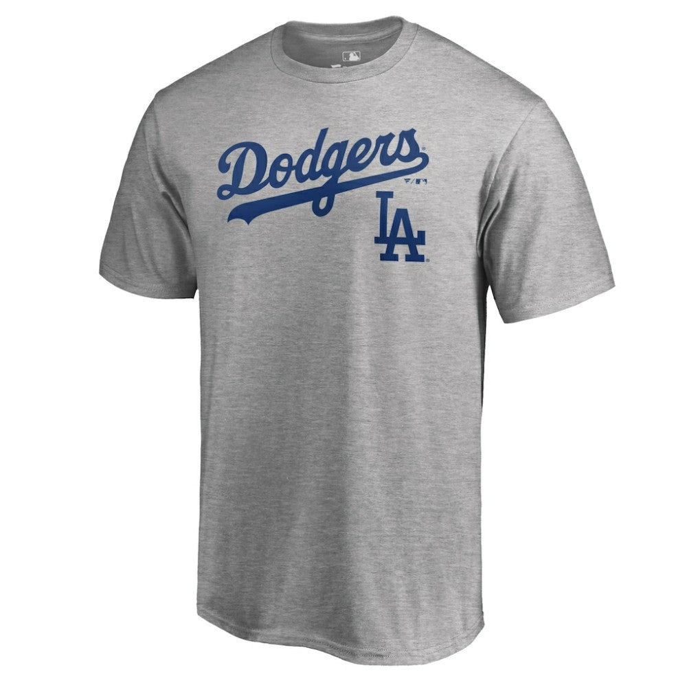 Heathered Gray Los Angeles Dodgers Team Lockup T-Shirt
