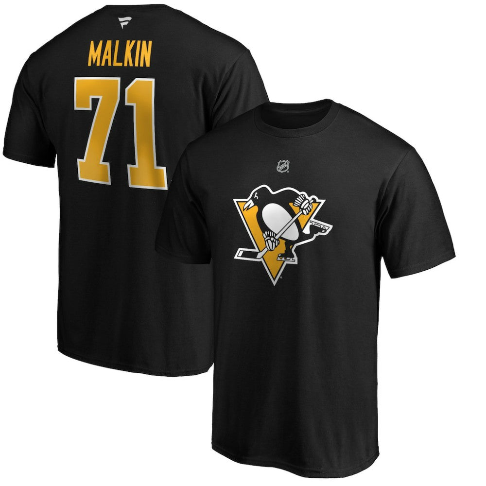 NHL Evgeni Malkin Pittsburgh Penguins Fanatics Authentic Stack Player Name & Number T-Shirt