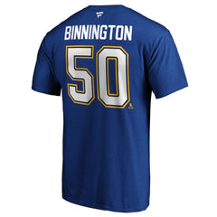 NHL Jordan Binnington St. Louis Blues Fanatics Authentic Stack Player Name & Number T-Shirt