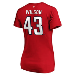 NHL Tom Wilson Washington Capitals Fanatics Women's Authentic Stack Name & Number V-Neck T-Shirt