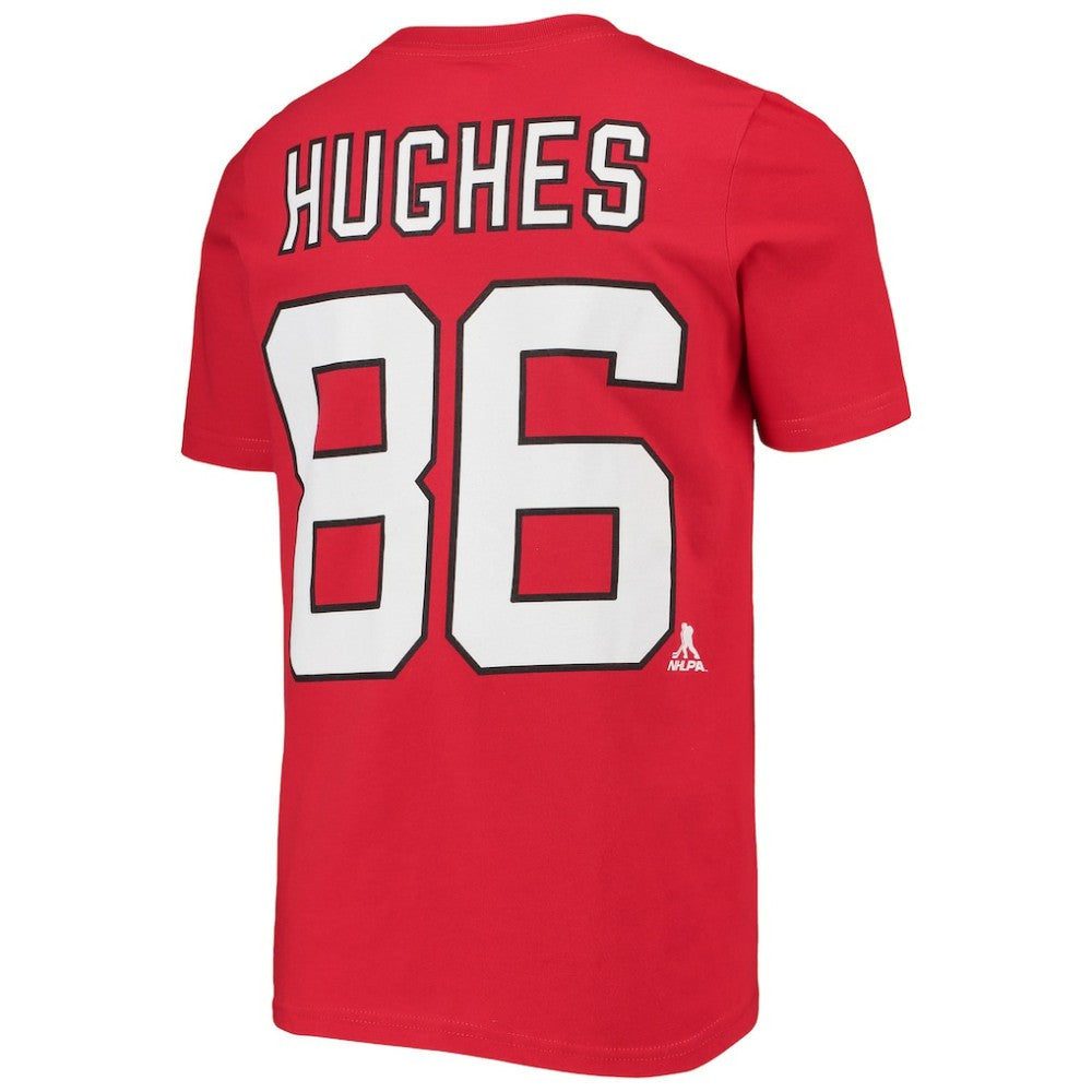 NHL Jack Hughes New Jersey Devils Youth Player Name & Number T-Shirt