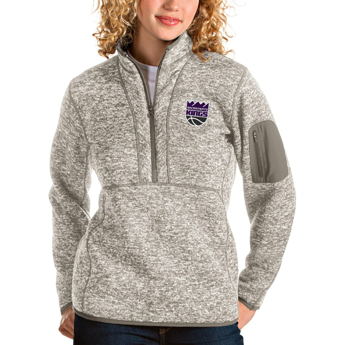 Sacramento Kings Antigua Women's Fortune Quarter-Zip Pullover Jacket