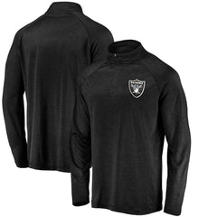 Striated Primary Logo Raglan Quarter-Zip Pullover Jacket - Las Vegas Raiders Pullover