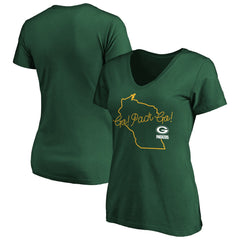 Women's Team Iconic Script State V-Neck T-Shirt - Green Bay Packers T-shirts