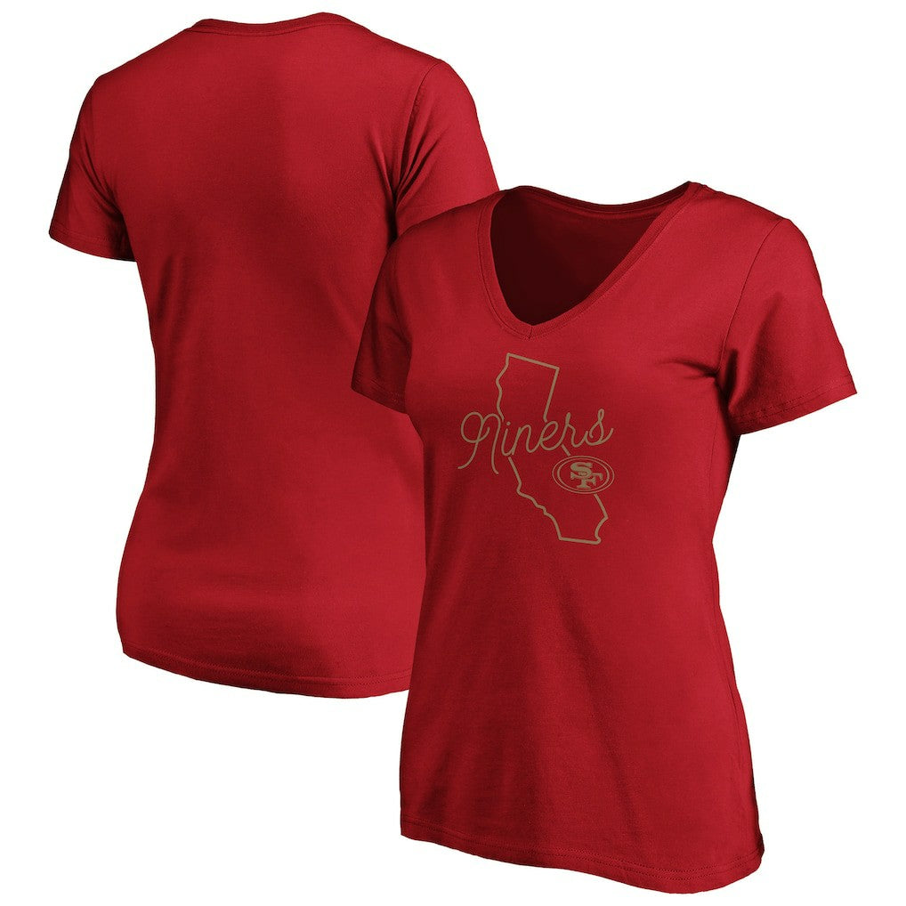 Women's Iconic Script State V-Neck T-Shirt - San Francisco 49ers T-shirts
