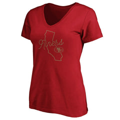 Women's Iconic Script State V-Neck T-Shirt - San Francisco 49ers T-shirts