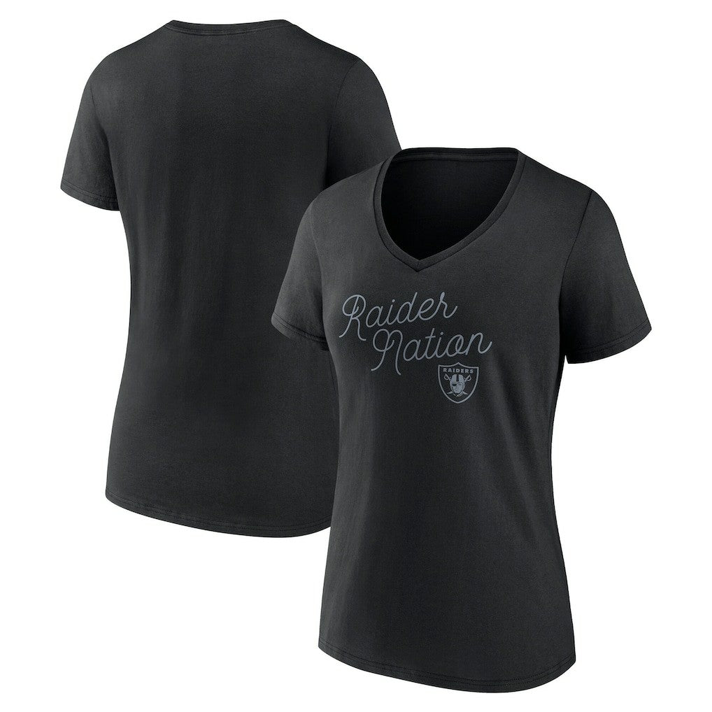 Women's Iconic Script State V-Neck T-Shirt - Las Vegas Raiders T-shirts