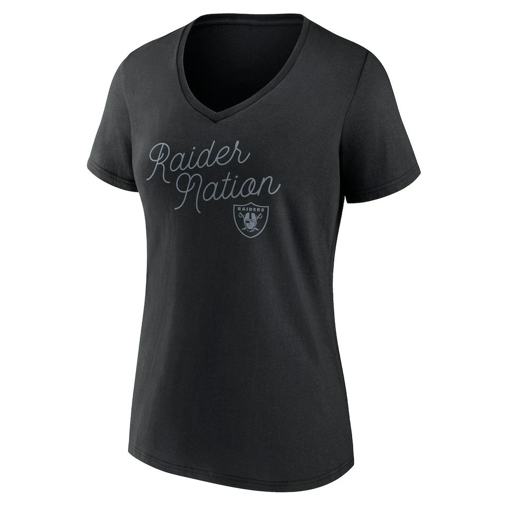 Women's Iconic Script State V-Neck T-Shirt - Las Vegas Raiders T-shirts