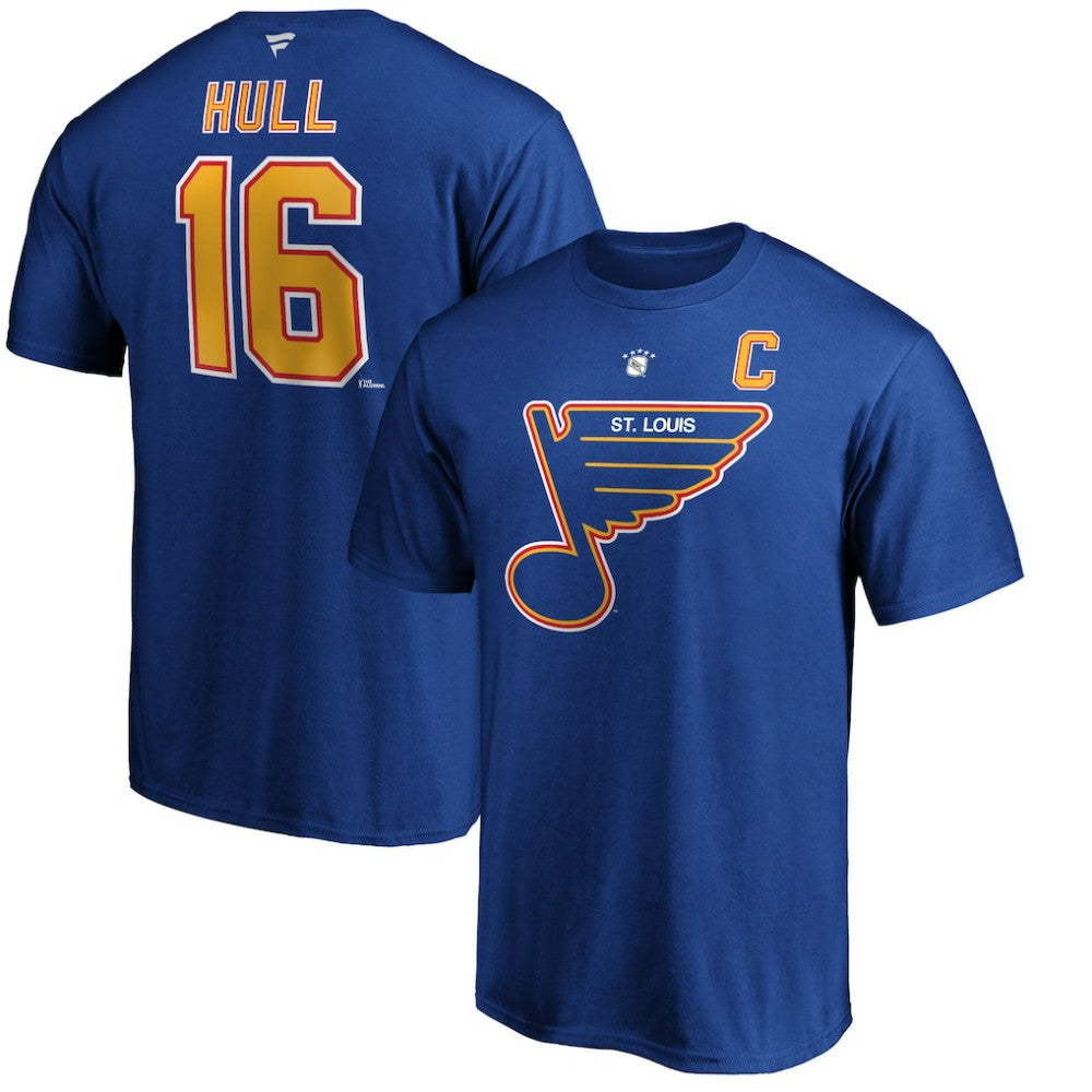 NHL Brett Hull St. Louis Blues Fanatics Authentic Stack Retired Player Name & Number T-Shirt