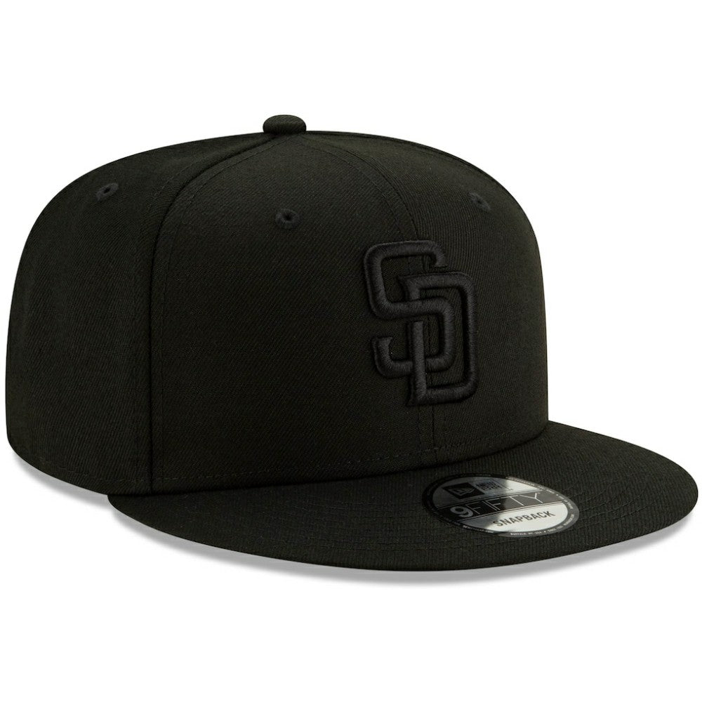 Black San Diego Padres New Era Black on Black 9FIFTY Snapback Adjustable Hat