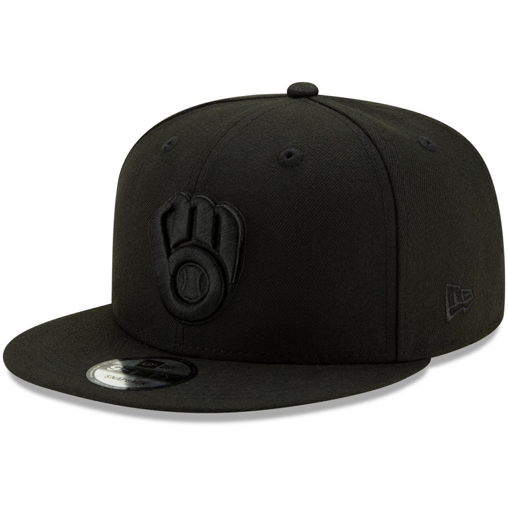 Black Milwaukee Brewers New Era Black on Black 9FIFTY Snapback Adjustable Hat