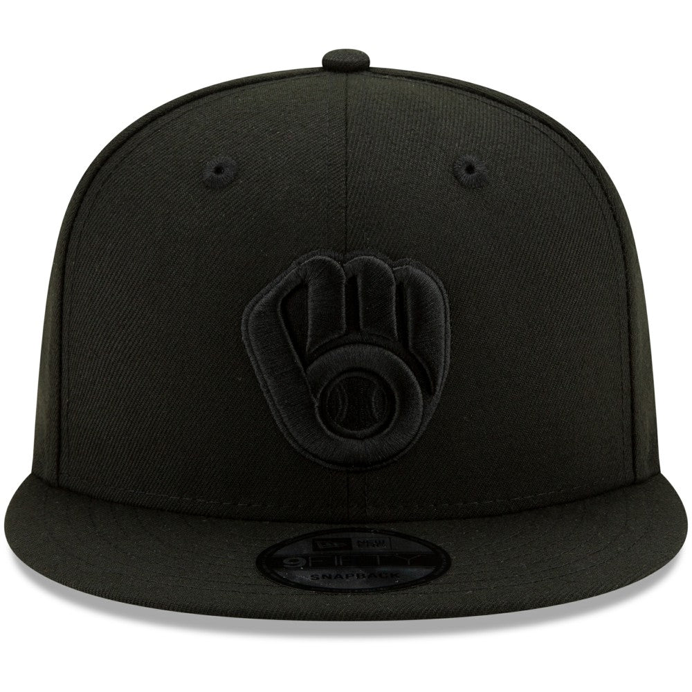 Black Milwaukee Brewers New Era Black on Black 9FIFTY Snapback Adjustable Hat
