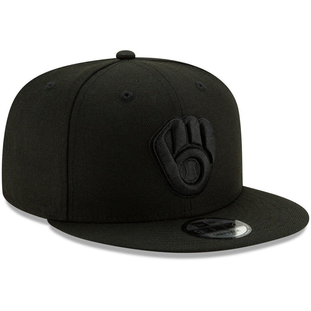 Black Milwaukee Brewers New Era Black on Black 9FIFTY Snapback Adjustable Hat